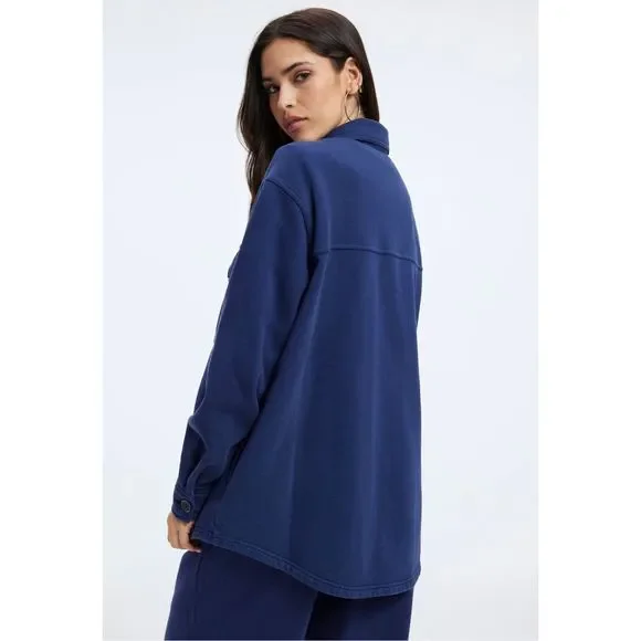 Good American Fleece Jacket in Blue Rinse Size 00/0 - Picture 4 of 14